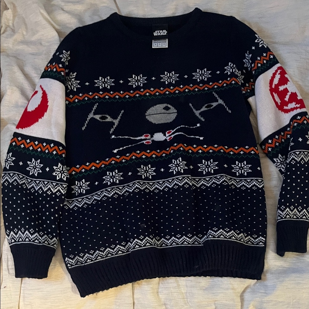 Star Wars Men's Holiday Sweater - Navy, Red, and White